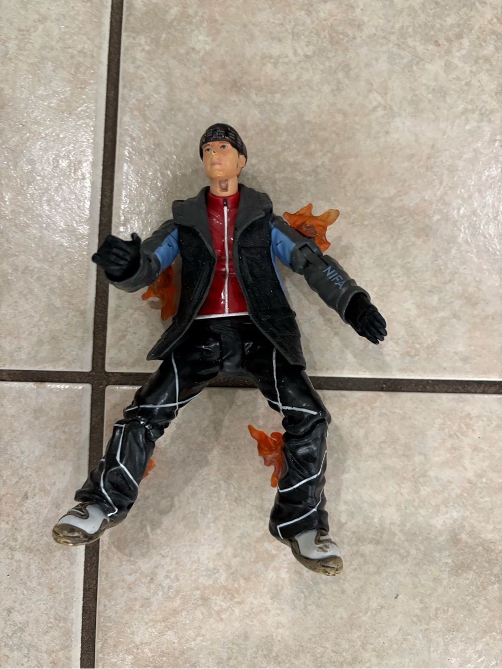 Marvel Fantastic Four human torch Action Figure with Black Jacket toy biz
